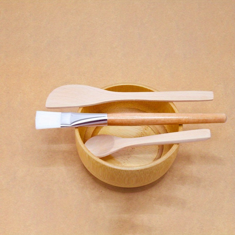 💋 Kit de Mistura para Máscaras Faciais em Bambu (4 Peças) — Beleza natural, sem complicações