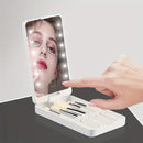 💋 Espelho de Maquilhagem LED com Estojo de Pincéis — Beleza iluminada em qualquer lugar