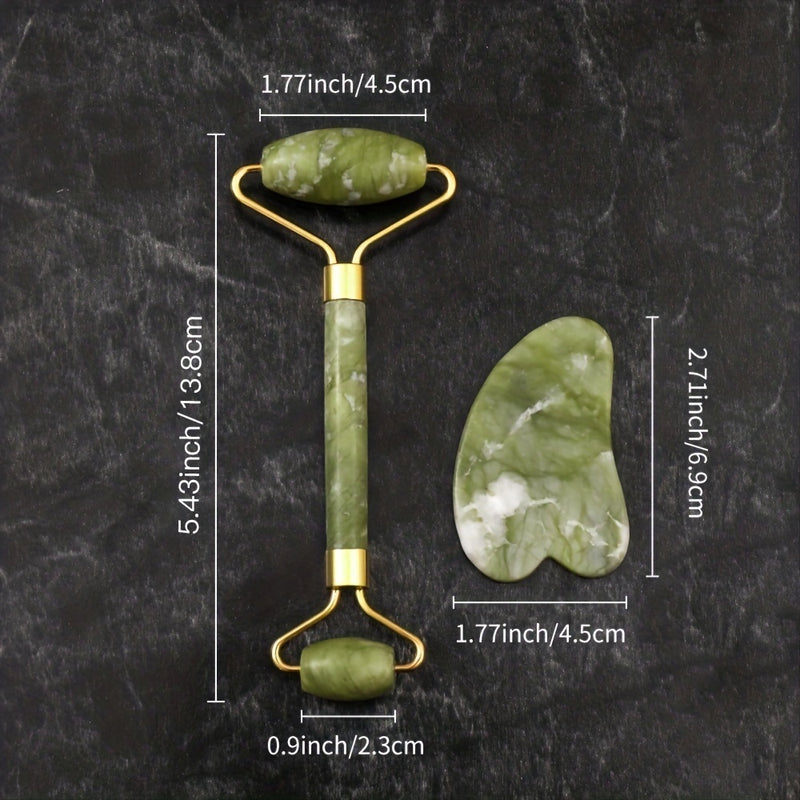 💋 Kit de Massagem Facial Jade Roller & Gua Sha — Beleza que flui naturalmente