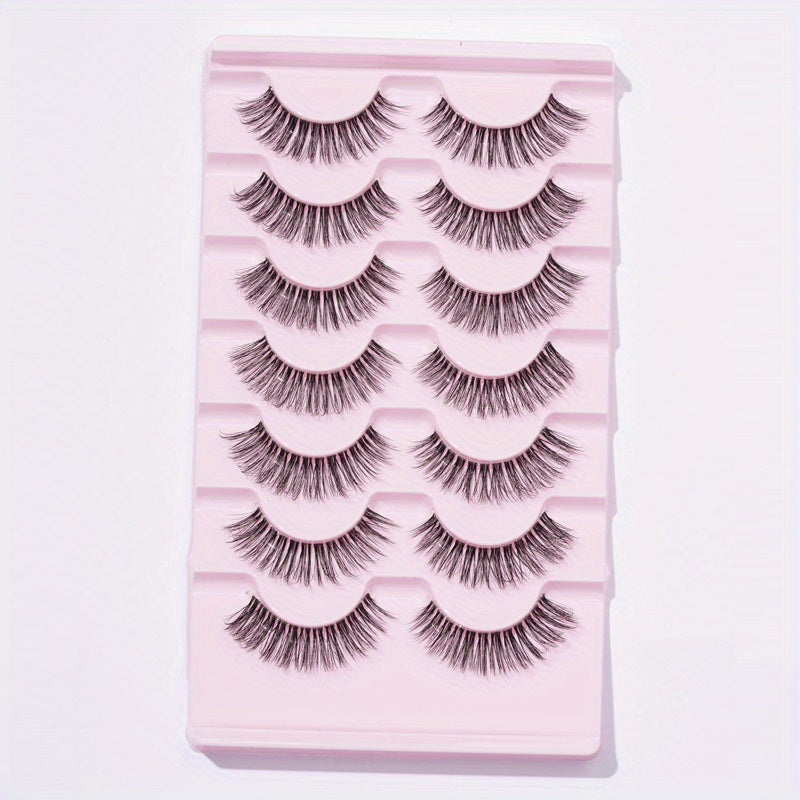 💋 Conjunto 7 Pares de Pestanas Postiças Naturais — Olhar que hipnotiza, leve como um beijo
