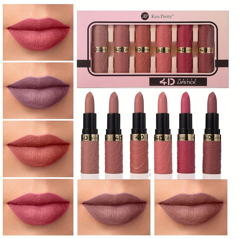 💋 Conjunto de Batons Mate 6 Cores — Cor intensa, textura aveludada e durabilidade extrema