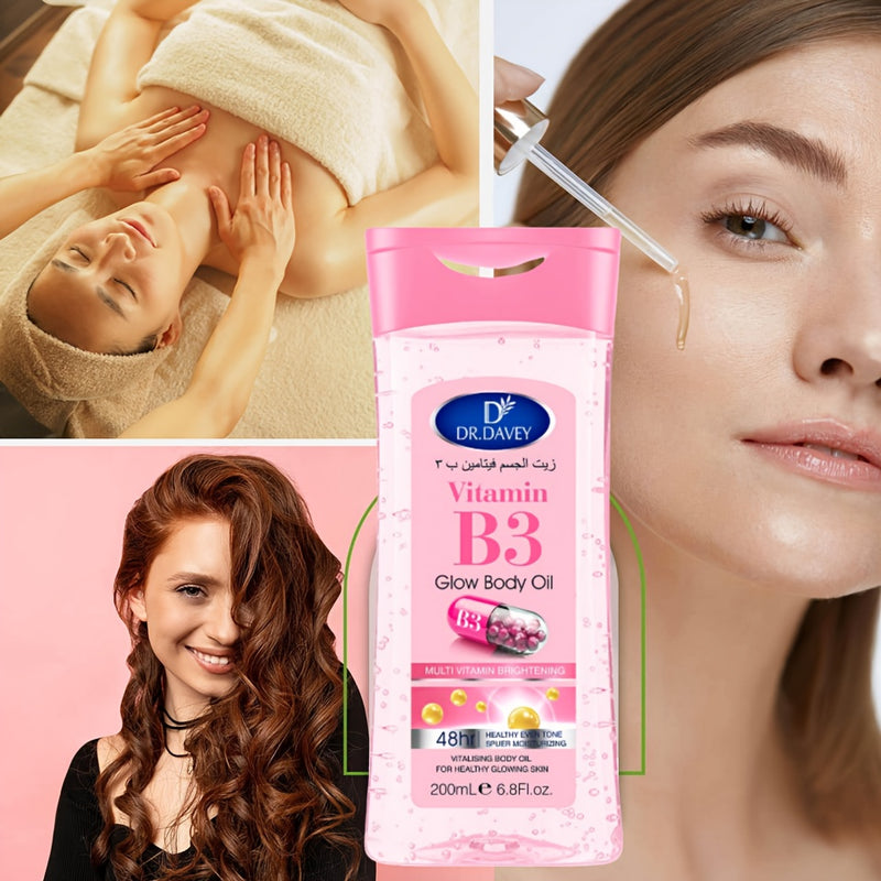 💋 Óleo Corporal Iluminador com Vitamina B3 — Nutrição, brilho e toque sedoso para a tua pele