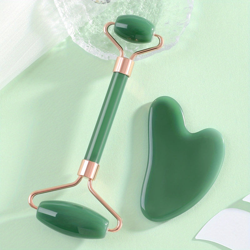 💋 Kit de Massagem Facial Jade Roller & Gua Sha — Beleza que flui naturalmente