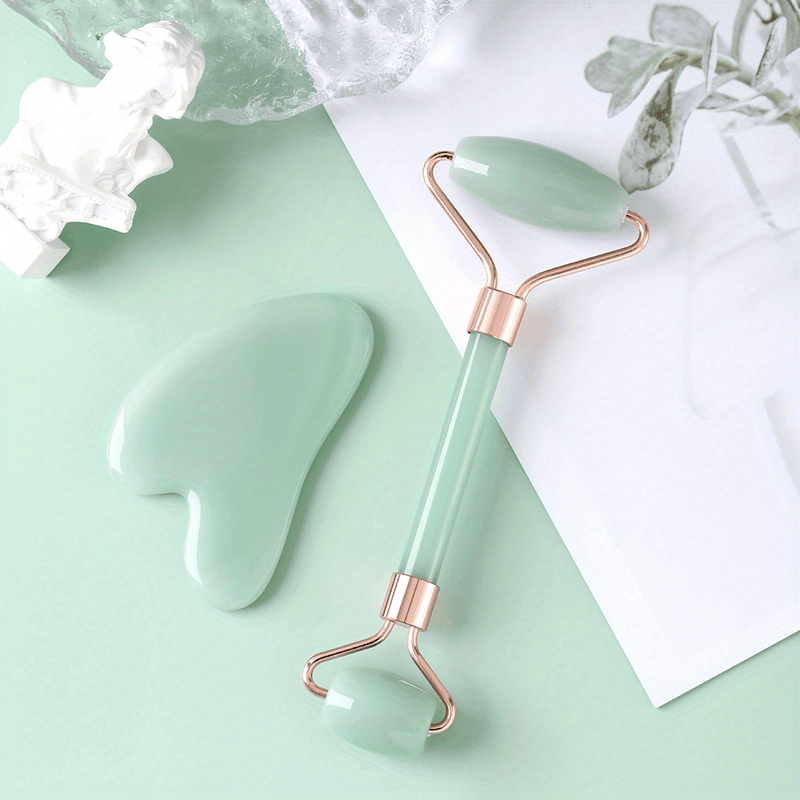 💋 Kit de Massagem Facial Jade Roller & Gua Sha — Beleza que flui naturalmente